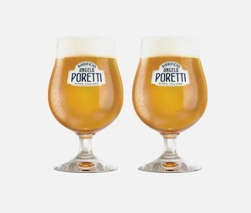 2x Angelo Poretti Birra Italiana One Pint 20oz Beer Glass Signature NEW CE M25