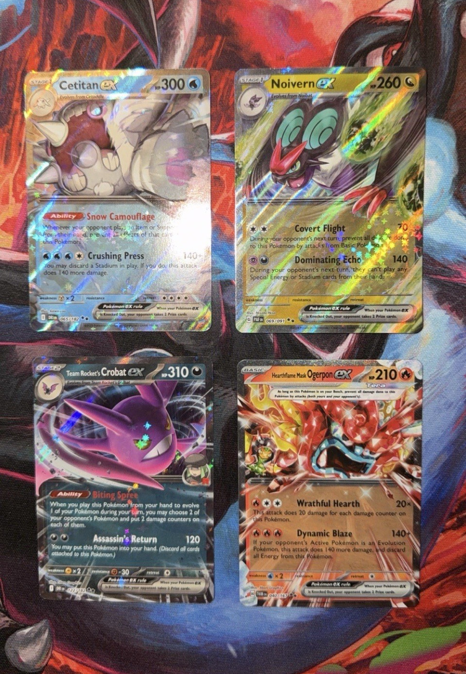 Pokémon EX 4-Card Lot: Cetitan EX, Noivern EX, Crobat EX, Hearthflame Ogerpon EX