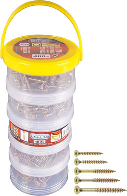 Connex Universalschrauben-Sortiment 480-Teilig - Diverse Größen in Stapelbox - S