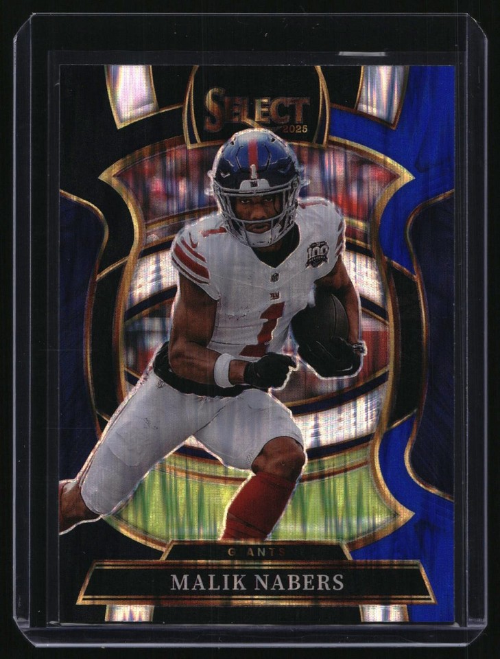 2025 Panini Select Concourse Malik Nabers Black and Blue Prizm Shock #94 Giants