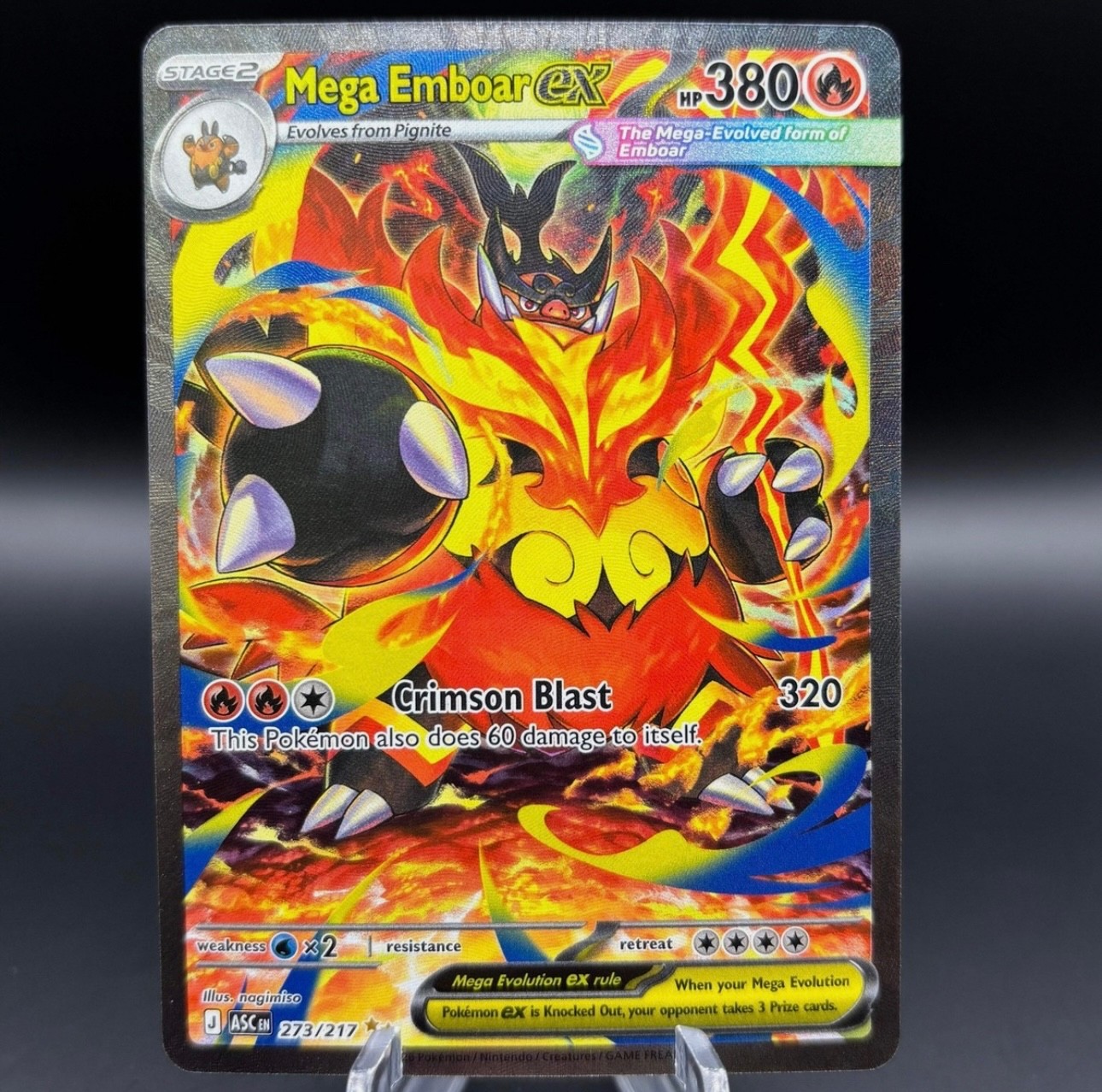 Mega Emboar ex 273/217 Pokemon Ascended Heroes Holo Ungraded Near mint excellent