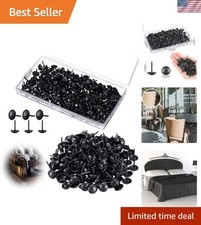 Versatile 200 Pcs 7/16 Inch Black Upholstery Nails with Storage Box for Decor