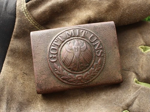 Original WW2 Battl. Relic German Belt Buckle Gott Mit Uns = Weimar =  Mod. 1921