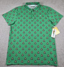 Tipsy Elves Mens Green Gopher Golf Polo Shirt Size Large NWT Novelty Performance