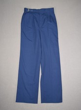 Vintage 80s Pants Womens 30x33 Navy Pleated High Waist Straight Wide Leg Belted