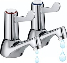 Basin taps Pair of Bathroom taps Basin Pair, Quarter Turn Basin taps Pair, Chro