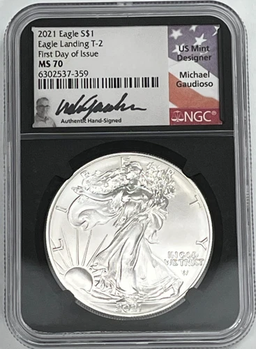 2021 W American Silver Eagle Type 2 NGC MS 70 Gaudioso signed