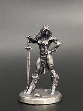 Solid Metal Female Warrior with Sword Miniature Figure, Heavy, Sturdy, and Durab
