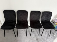 Black Modern Plastic Dining Chair Set of 4 Living Room Armless Side Chairs