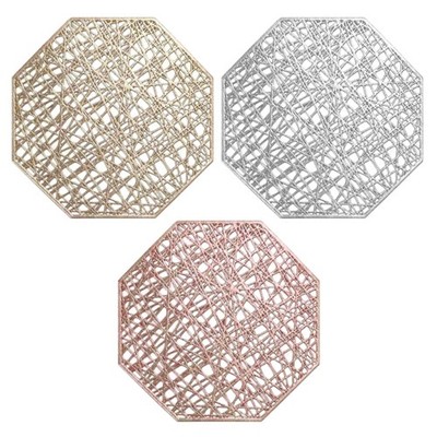 Pack of 10 Elegant Octagonal PVC Coasters Intricate Cutout Heat Resistant Mat