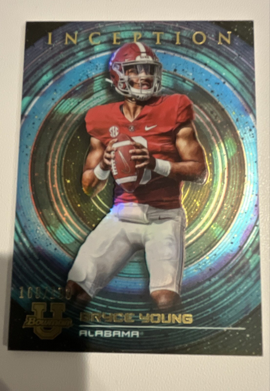 2022-23 Bowman Inception University - Bryce Young #81 Aqua Foil V1 /199 (RC)