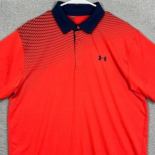 Under Armour Playoff Polo Shirt Men Large Red Heat Gear Loose Fit Golf Rugby EUC