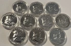 US Coins Silver, Lot Of 10, 1961 Franklin Half Dollars, Uncirculated!