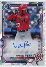 2021 Bowman Chrome Prospect Autograph Auto /100 Atomic Ref Viandel Pena #VP  WSH