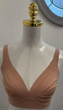 Evelyn Bobbie The Starlette Plunge Wireless Bra Size Medium Beige EB Core