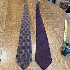 Men's Silk Neck Ties Multi-Colored Patterned, 100% Silk Lot of 2 (1made In USA)