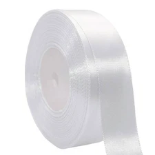 1 x 50 Yards White Solid Satin Ribbon Roll, Wedding Details, Crafting, Sewing