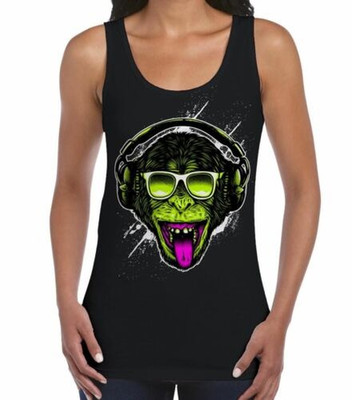 Funky Monkey DJ Damen Weste Tanktop - Rave Clubbing Funk T-Shirt