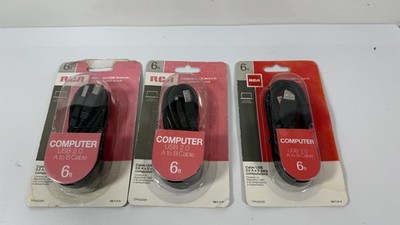 Lot of (3) RCA USB 2.0 A to B Cables 6' Long TPH520R Computer Connection NEW