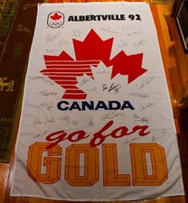 Vintage 1992 Canada National Hockey Team Albertville Olympics Large Banner 