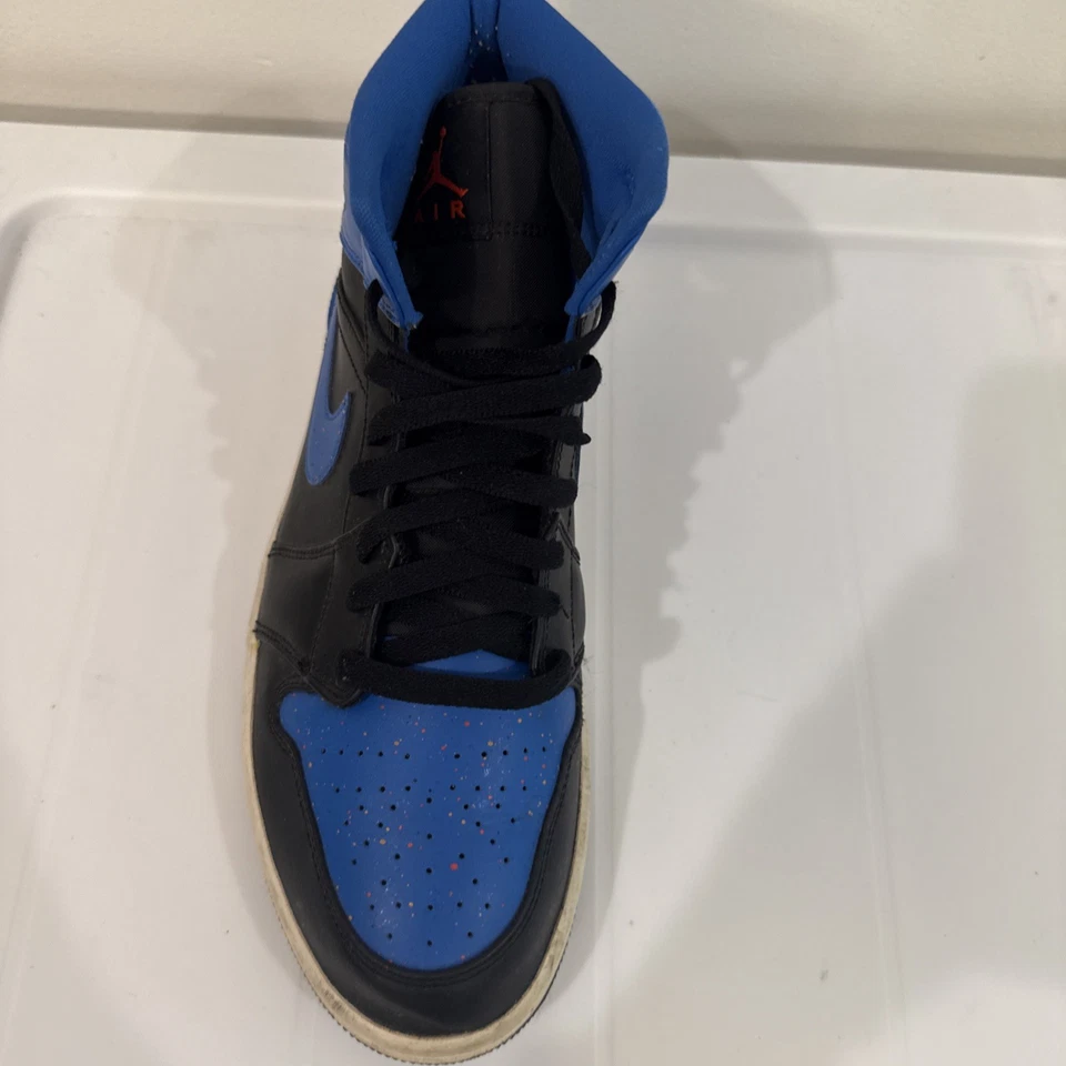 Air Jordan Mid 1 Royal Paint Splatter Men’s Size 10 Sneakers - Image 3 of 4