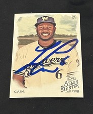 Lorenzo Cain Signed 2019 Topps Allen & Ginter In Person Auto Brewers Card