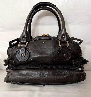 CHLOE Paddington Medium Handbag Dark Brown Leather Padlock Rare 2