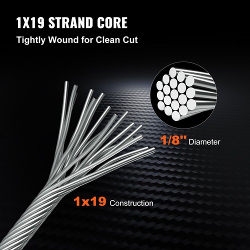 T316 Stainless Steel Cable 1/8" 1x19 Steel Wire Rope Railing Kit 1000FT - Picture 4 of 12