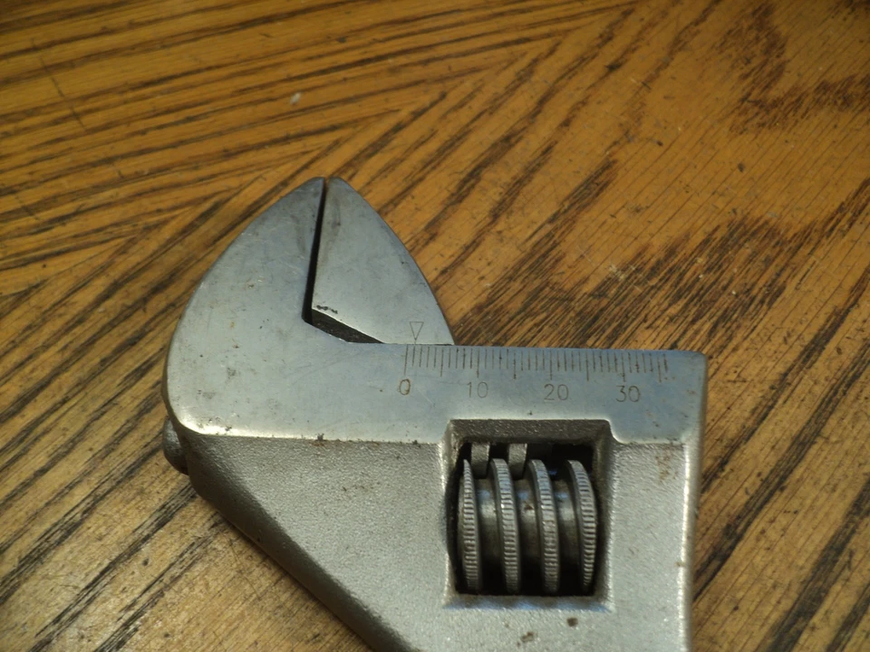 Vintage Task Force Adjustable Wrench Tool w/Measured Jaw in English & Metric 12" - Image 4 of 4