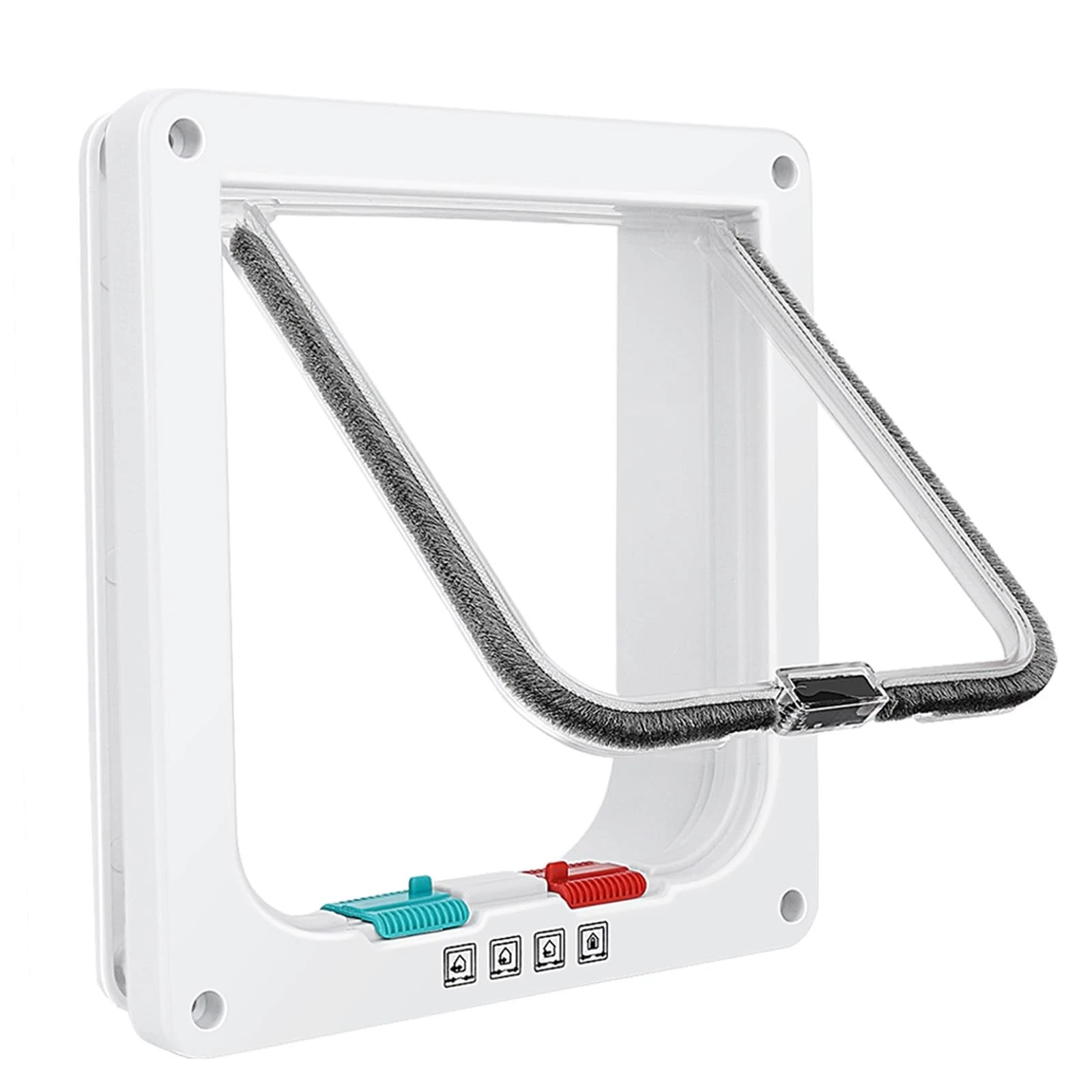 Safety Pet Door with 4 Way Lock, Weatherproof Cat Flap 11*9.8*0.78in, White