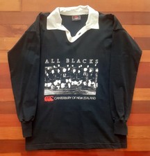 New Zealand Rugby Shirt 1990s Signature Autograph All Blacks Canterbury Jersey L