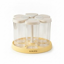 Rotating Grain Container Clear Easy to Clean 6-Compartment Grain Dispenser