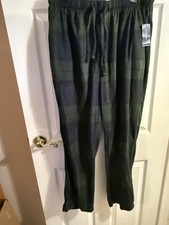  40 Club Room Men's Green/Navy Plaid Fleece Pajama Pants Sleepwear Size Large