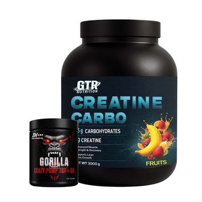 Creatine Carbo 3KG Fruits+FREE Gorilla Crazy Pump Orange | Creatine Pre Workout