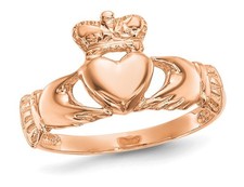 Ladies Claddagh Ring in Polished 14K Rose Pink Gold SIZE 7 