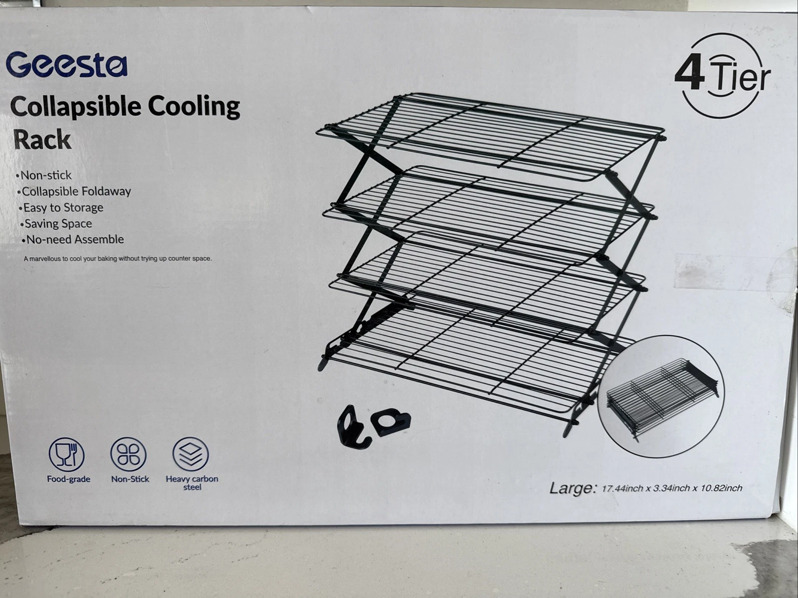 Geesta Collapsible Cooling Rack/Non-Stick Large17.44”x3.34”x10.82” 4-Tier NEW