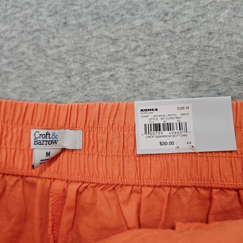 Bermudas rectas Croft And Barrow mezcla de lino tiro medio talla M melocotón Foto 2 de 4