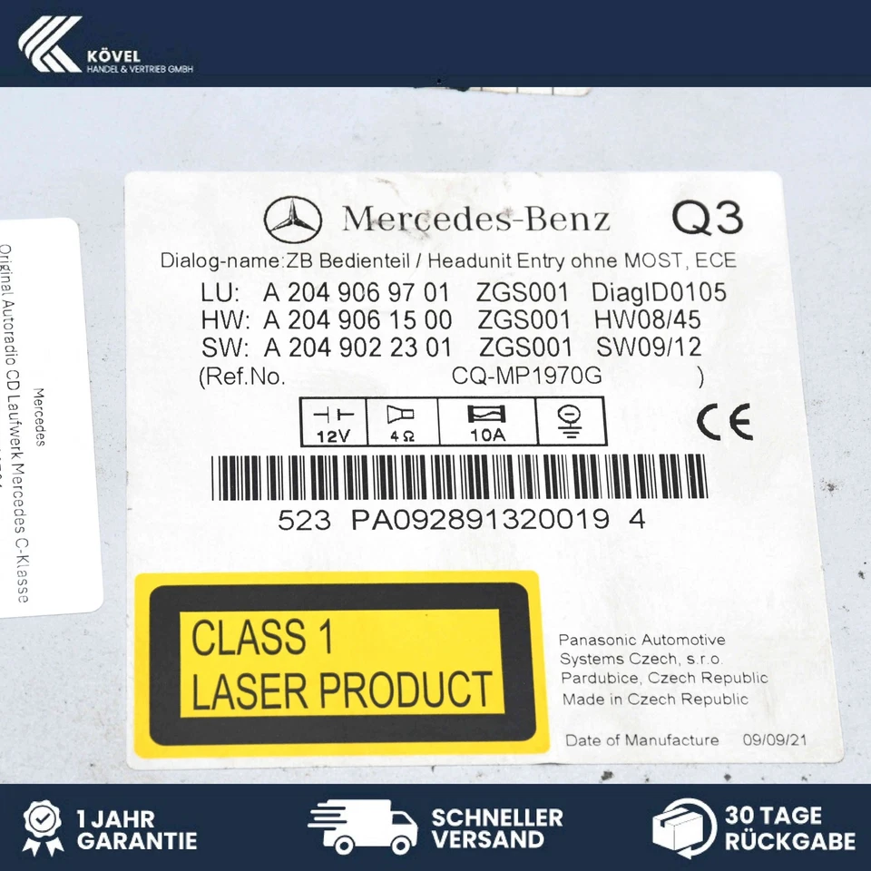 Original Autoradio CD Laufwerk Mercedes C-Klasse W204 A2049069701 - Bild 4 von 4