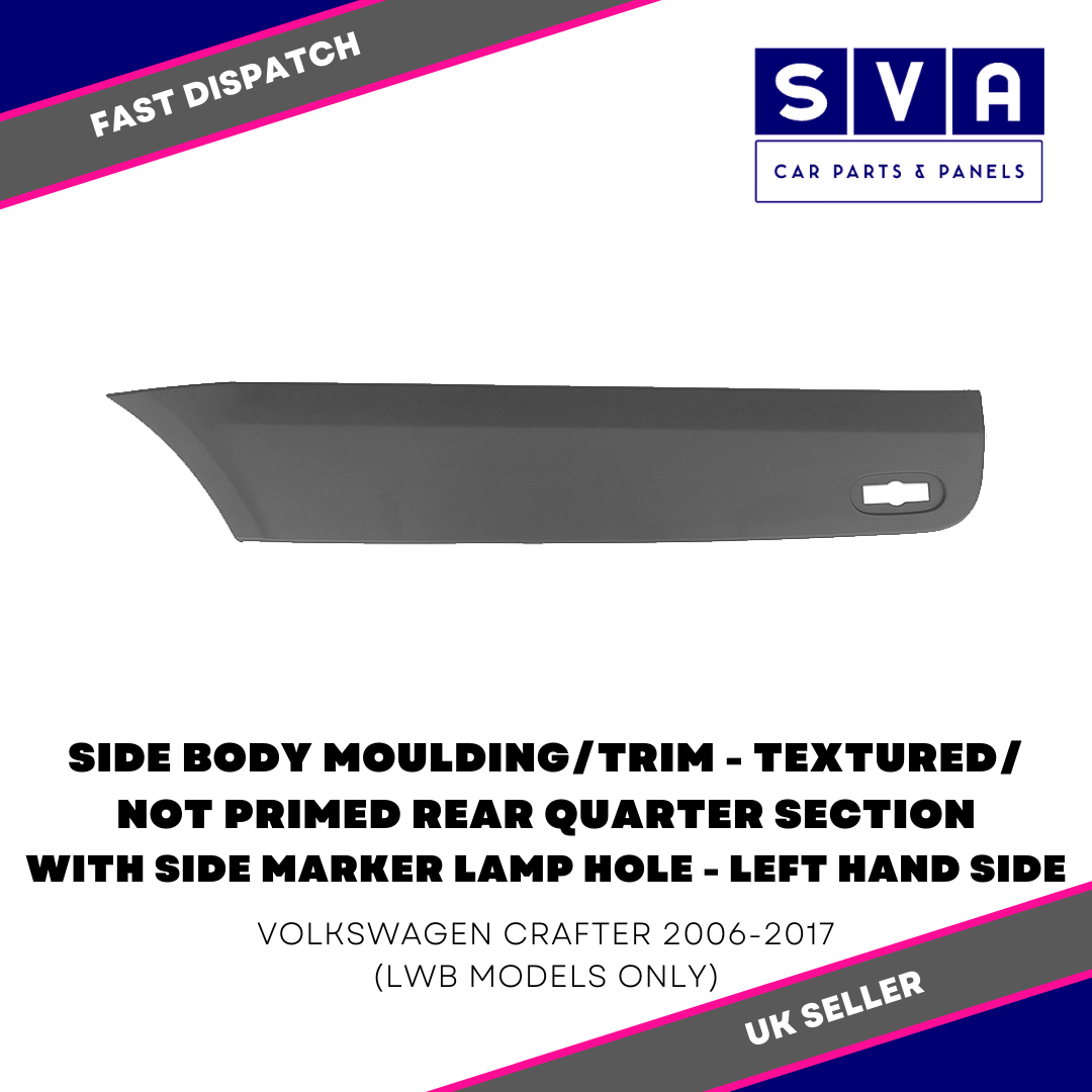 Vw Crafter 2006-2017 Side Body Moulding/Trim Rear Textured Lwb + Lamp Hole Left