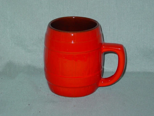 Vintage Frankoma Pottery Orange Barrel Mug #97M