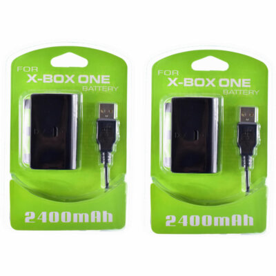 Batterie Rechargeable + Chargeur Pour Manette Xbox One – 2400mAh, Noir