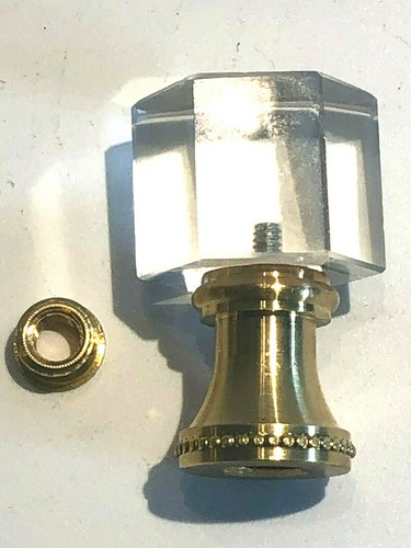 NEW: VINTAGE 2nd Quality CRYSTAL HEXAGON LAMP FINIAL 1-3/4"H, Tap 1/8IP & 1/4-27 - Picture 4 of 7