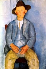 THE LITTLE PEASANT BOY WITH A HAT TIGHT COAT 1918 PAINTING BY MODIGLIANI REPRO