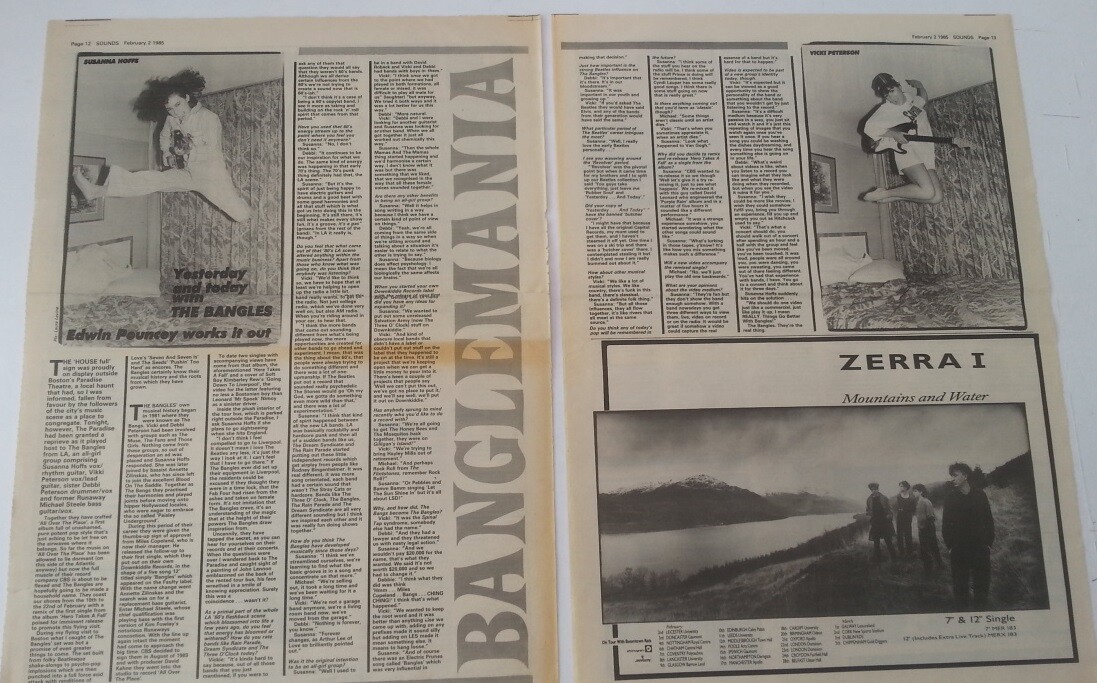 BANGLES 'Banglemania' 1985 page UK ARTICLE clipping UK