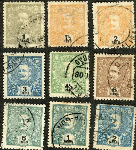 Portuguese India 1898 King Carlos Used (SC# 197-198, 200, 202-205, 208, 210)