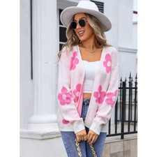 Flower Open Front Long Sleeve Cardigan