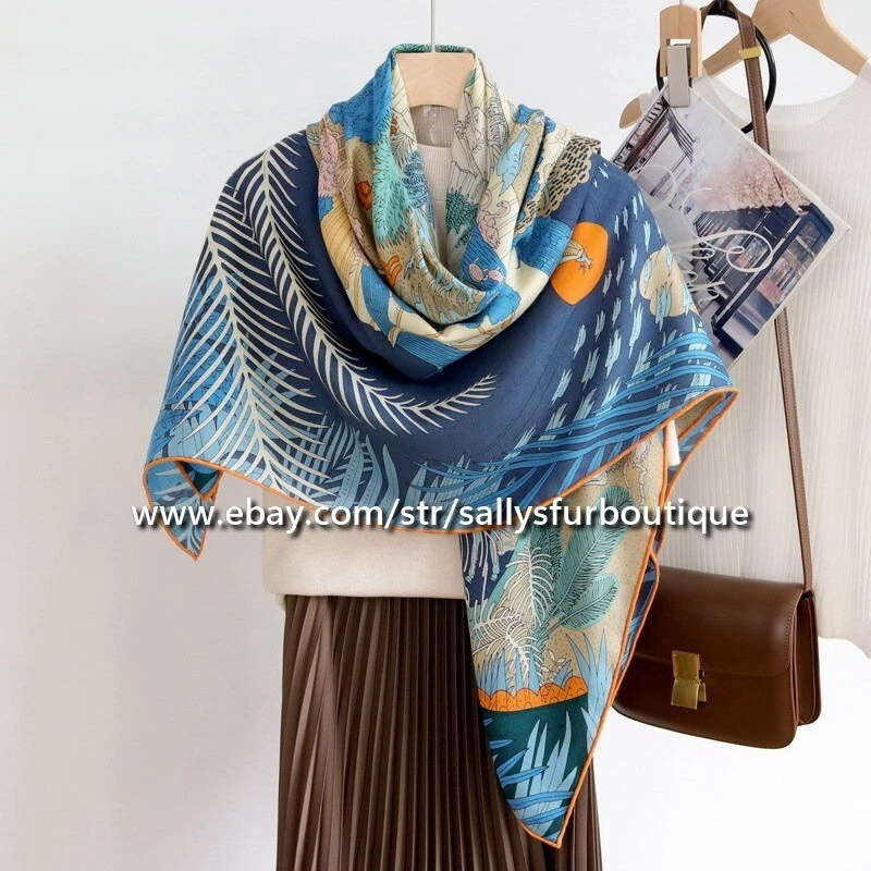 Sallys Boutique 70% Cachemira 30% Seda Envoltura Bufanda Animales Estampado Estola Chal 53" Foto 3 de 4