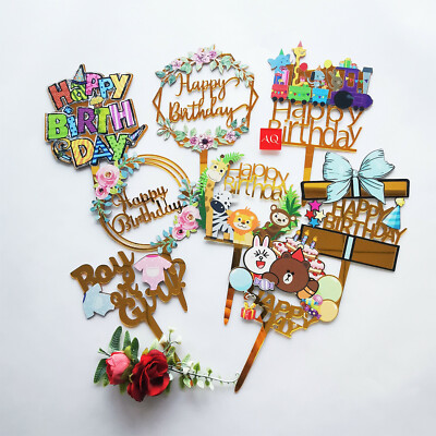 Happy Birthday Cake Topper safari baby shower superhero love Princess Decoration