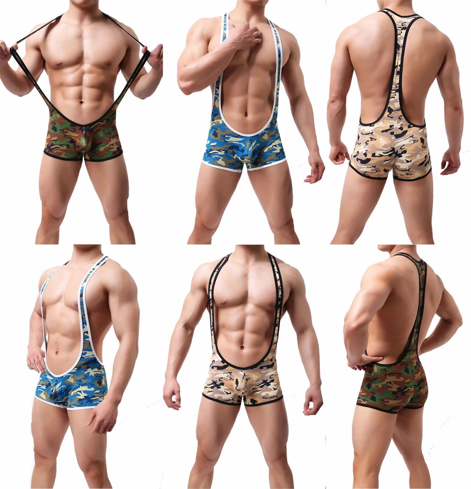 Ropa interior para hombre Mono Lucha Singlet Camuflaje Body Leotardo Jockstrap Foto 2 de 4