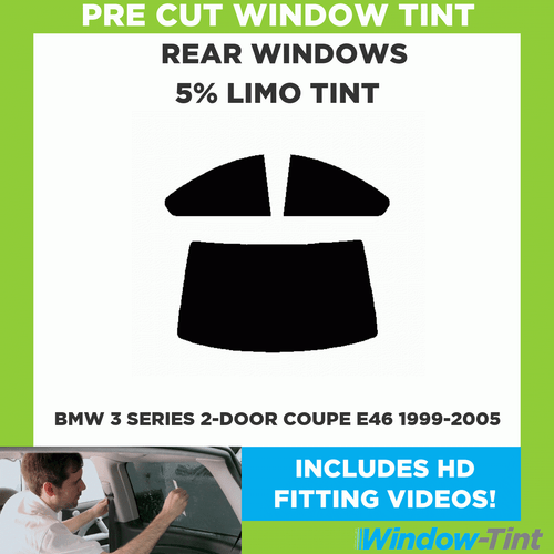 Pre Cut Window Tint for BMW 3 Series 2-door Coupe E46 1999-05 5% Limo Black Rear - Picture 1 of 9